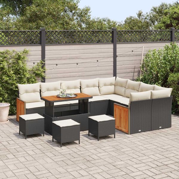 vidaXL Garten-Sofa-Set 13 pcs Schwarz und Creme 110 x 55 x 71 cm