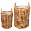 vidaXL Blumentopfkorb mit Speicher GENDT 2 stk. Naturbraun Kubu Rattan