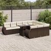 vidaXL 11-tlg. Garten-Sofagarnitur mit Kissen Braun Poly Rattan