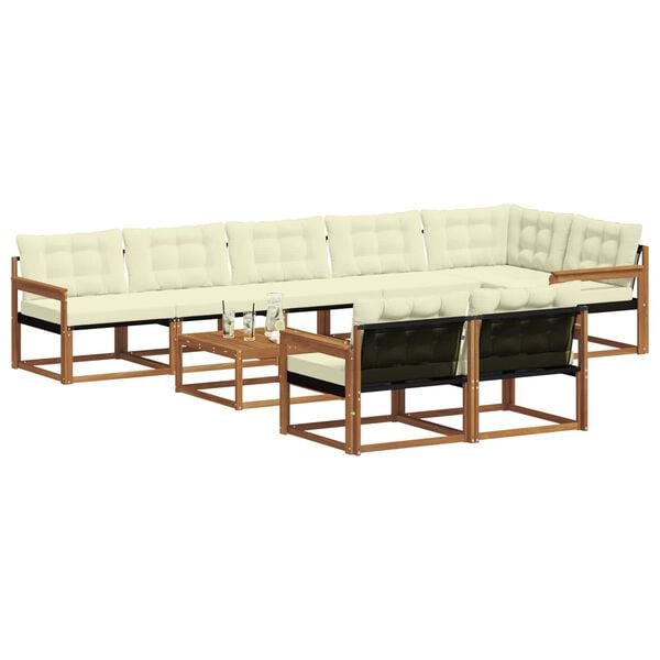vidaXL Outdoor-Sofagarnitur mit Kissen 9 pcs Natur und Creme