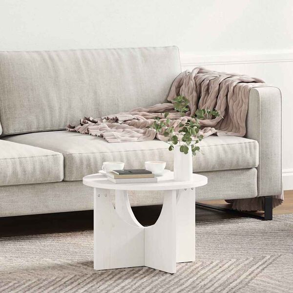 vidaXL Couchtisch Wei&szlig; 50 x 50 x 35 cm Massivholz Kiefer
