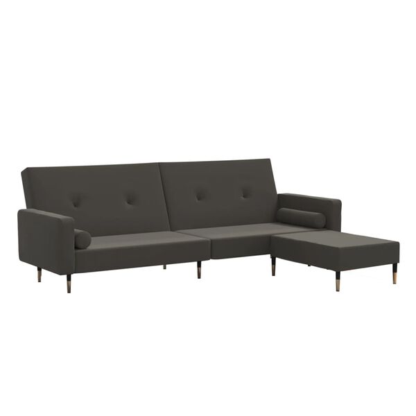 vidaXL Schlafsofa 2-Sitzer mit Hocker Dunkelgrau Samt