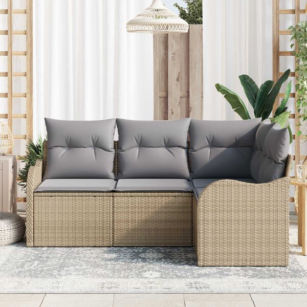 vidaXL Gartensofa-set 4 pcs Beige Poly-Rattan