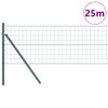 vidaXL Zaun mit Pfosten Gr&uuml;n 0,4 x 25 m Stahl und PVC