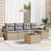 vidaXL Outdoor-Sofa mit Kissen 6 pcs Beige Poly-Rattan