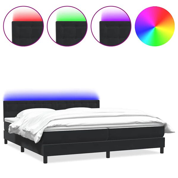 vidaXL Boxspringbett mit Matratze & LED Schwarz 200x210 cm Samt