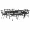 vidaXL 9-tlg. Garten-Essgruppe mit Kissen Schwarz Poly Rattan Glas