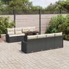 vidaXL Garten-Sofa-Set mit Speicher 9 pcs Schwarz Poly Rattan