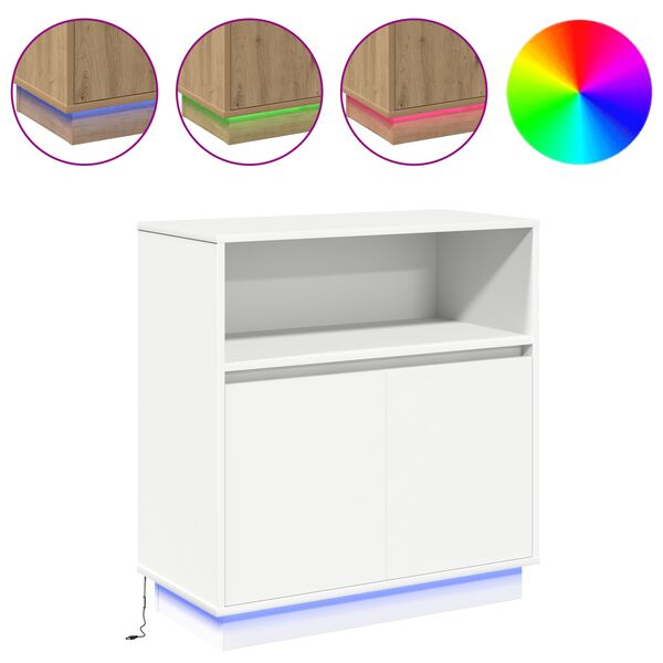vidaXL LED-Sideboard Wei&szlig; 71 x 34,5 x 75 cm Holzwerkstoff