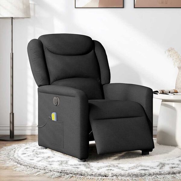 vidaXL Massagesessel Elektrisch Schwarz Stoff