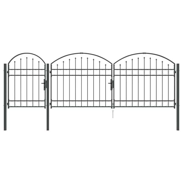 vidaXL Gartentor mit gew&ouml;lbtem Oberteil Grau 4 x 1,25 m Stahl