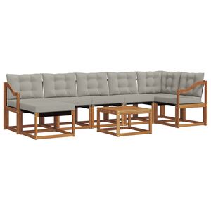 vidaXL Outdoor-Sofagarnitur mit Kissen 8 pcs Nat&uuml;rlich und Hellgrau