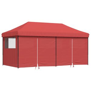 vidaXL Partyzelt Faltbar Pop-Up mit 4 Seitenteilen Burgunderrot
