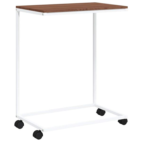 vidaXL Beistelltisch mit Rollen Wei&szlig; 55x35x70 cm Holzwerkstoff