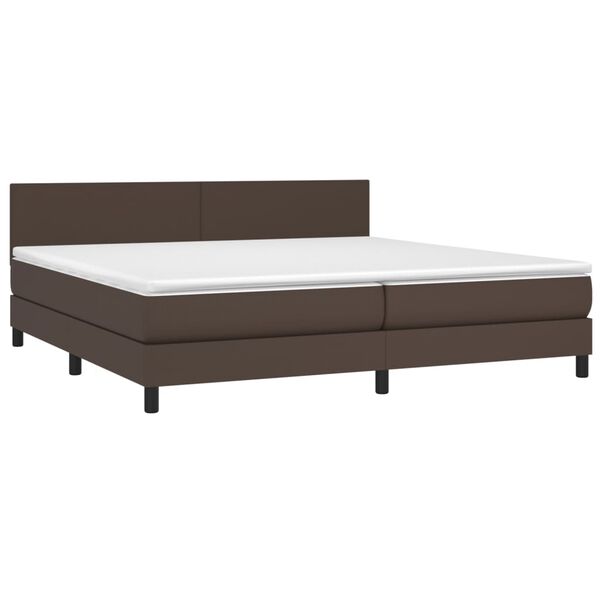 vidaXL Boxspringbett mit Matratze & LED Braun 200x200 cm Kunstleder