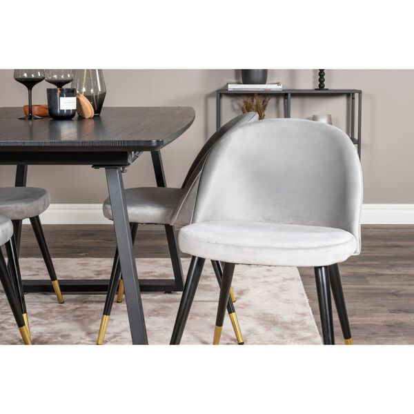 Venture Home Esszimmerst&uuml;hle 2 Stk. Velvet Samt Schwarz Messing Grau