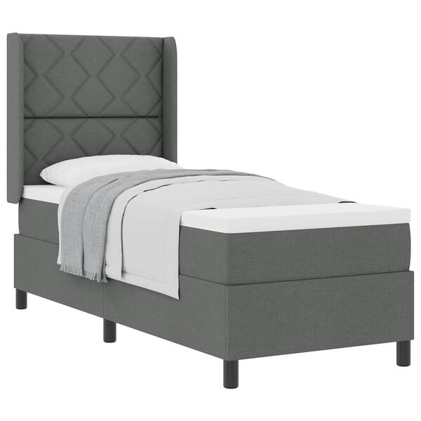 vidaXL Boxspringbett mit Matratze Dunkelgrau 90 x 190 cm Stoff