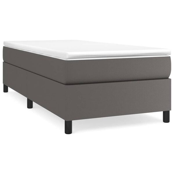 vidaXL Boxspringbett mit Matratze Grau 90x200 cm Kunstleder