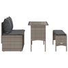 vidaXL 3-tlg. Garten-Essgruppe mit Kissen Grau Poly Rattan
