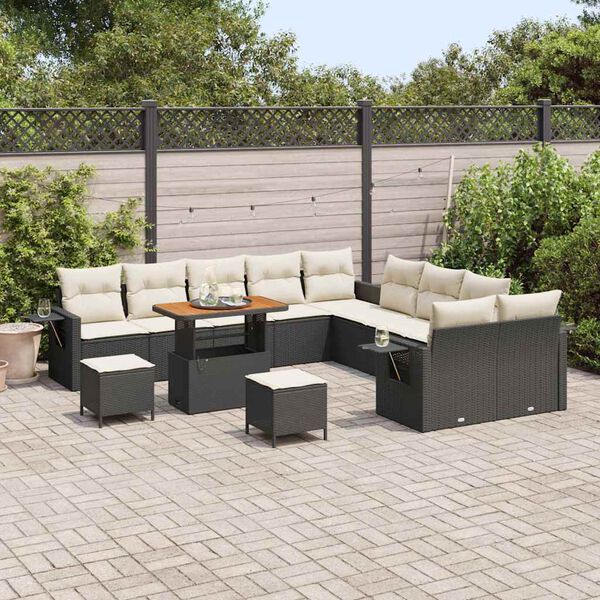 vidaXL Gartensofa-set 13 pcs Schwarz Poly-Rattan