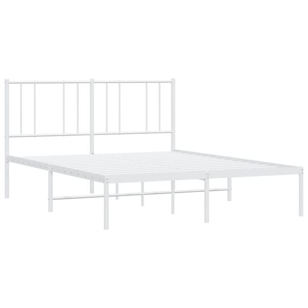 vidaXL Bettgestell mit Kopfteil Metall Wei&szlig; 160x200 cm