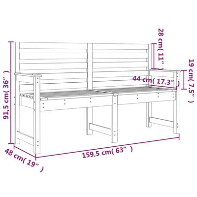 vidaXL Gartenbank 159,5x48x91,5 cm Massivholz Douglasie