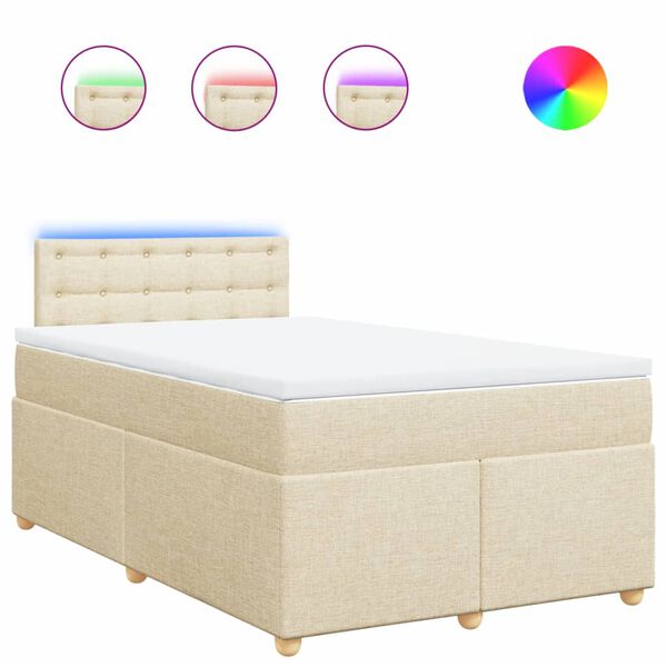 vidaXL Boxspringbett mit Matratze Creme 120x190 cm Stoff