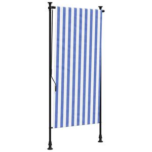 vidaXL Au&szlig;enrollo Blau und Wei&szlig; 120x270 cm Stoff und Stahl