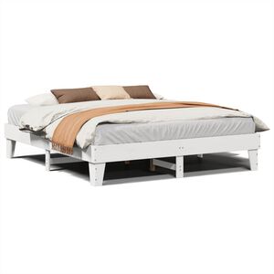 vidaXL Massivholzbett ohne Matratze Wei&szlig; 200x200 cm Kiefernholz