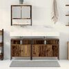 vidaXL Badezimmerm&ouml;bel-Set mit Regal mit T&uuml;r 3 pcs Braun Holzwerkstoff