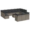 vidaXL 14-tlg. Garten-Sofagarnitur mit Kissen Grau Poly Rattan