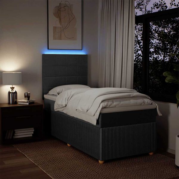 vidaXL Boxspringbett mit Matratze Dunkelgrau 90x190 cm Stoff