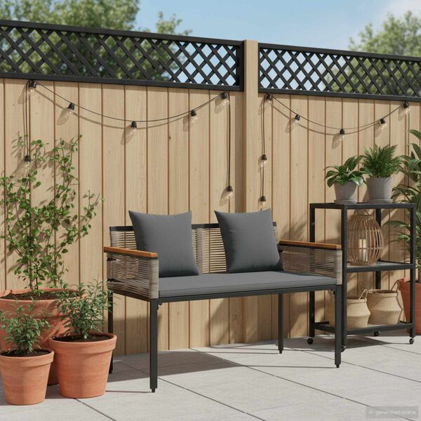 vidaXL Bank Outdoor Grau und Dunkelgrau 117 x 54 x 74,5 cm Poly-Rattan