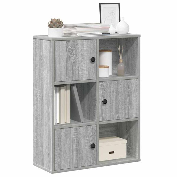 vidaXL B&uuml;cherregal Grau Sonoma 60x24x76,5 cm Holzwerkstoff