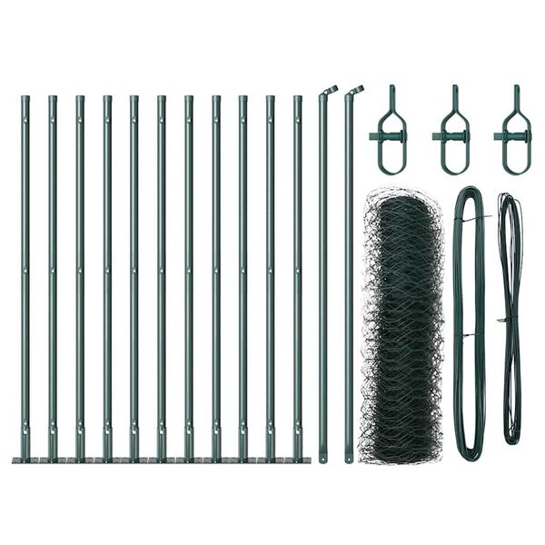vidaXL Zaunpfosten Gr&uuml;n 25 x 0,6 m (36 mm Maschen) Stahl und PVC