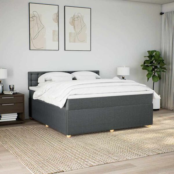 vidaXL Boxspringbett mit Matratze Dunkelgrau 180x200 cm Stoff