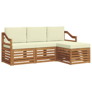 vidaXL Outdoor-Sofagarnitur 4 stk. Natur und Creme
