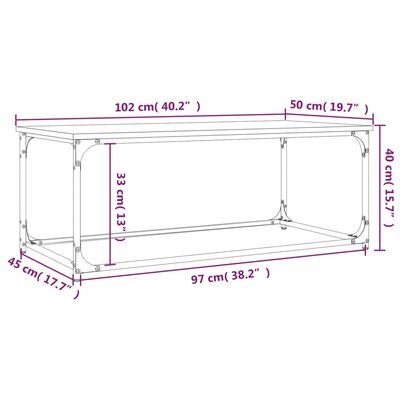 vidaXL Couchtisch Sonoma Eiche 102x50x40 cm Holzwerkstoff und Eisen