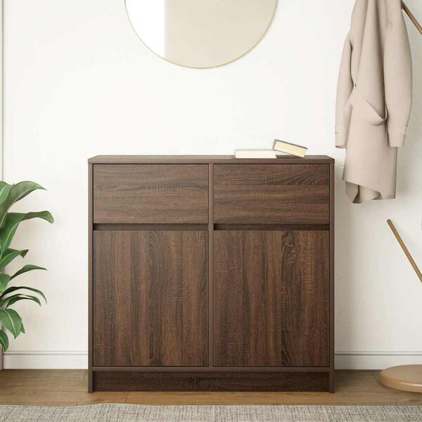 vidaXL Sideboard mit Schublade Braun Eichen-Optik 80x34x76 cm