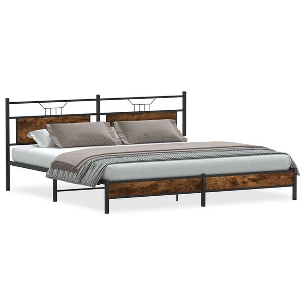 vidaXL Metallbett ohne Matratze R&auml;uchereiche 193x201 cm