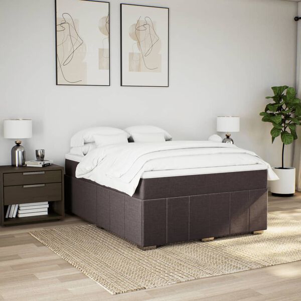 vidaXL Boxspringbett mit Matratze Dunkelbraun 140x200 cm Stoff