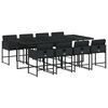 vidaXL 9-tlg. Garten-Essgruppe mit Kissen Schwarz Poly Rattan