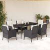 vidaXL 7-tlg. Garten-Essgruppe mit Kissen Schwarz Poly Rattan