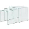vidaXL Dreiteiliges Satztisch-Set aus geh&auml;rtetem Glas Transparent