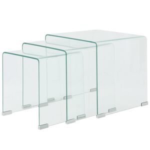 vidaXL Dreiteiliges Satztisch-Set aus geh&auml;rtetem Glas Transparent