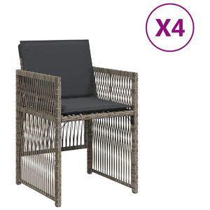 vidaXL Gartenst&uuml;hle mit Kissen 4 Stk. Grau Poly Rattan