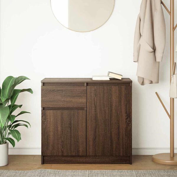 vidaXL Sideboard mit Schublade Braun Eichen-Optik 71x35x65 cm