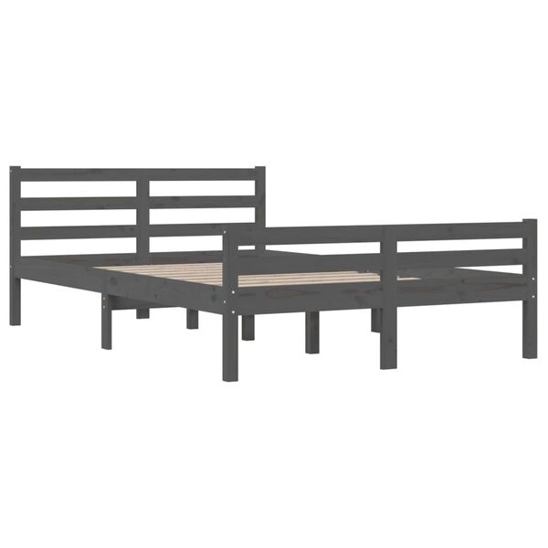 vidaXL Massivholzbett Grau 160x200 cm