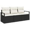 vidaXL Gartensofa-set mit Kissen 3 pcs Schwarz und Weiß Poly-Rattan