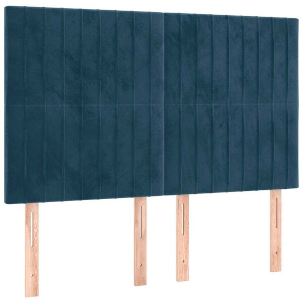 vidaXL LED Kopfteil Dunkelblau 144x5x118/128 cm Samt